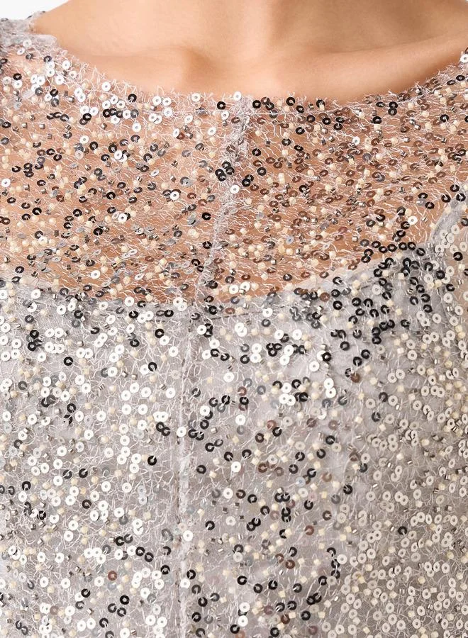 ايكونيك Iconic Regular Fit Top with Sequin Embellishments